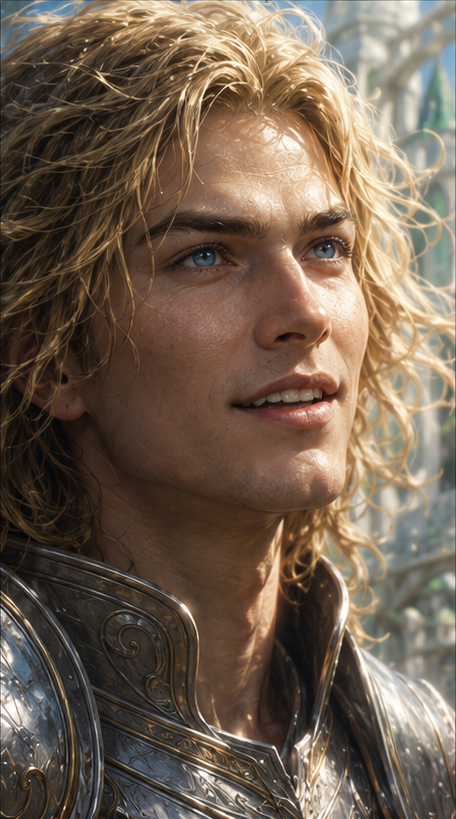 Seraph looks toward the light, his expression open to wonder.